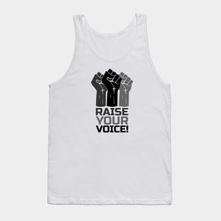 Raise Your Voice with Fist 3 in Black Tank Top